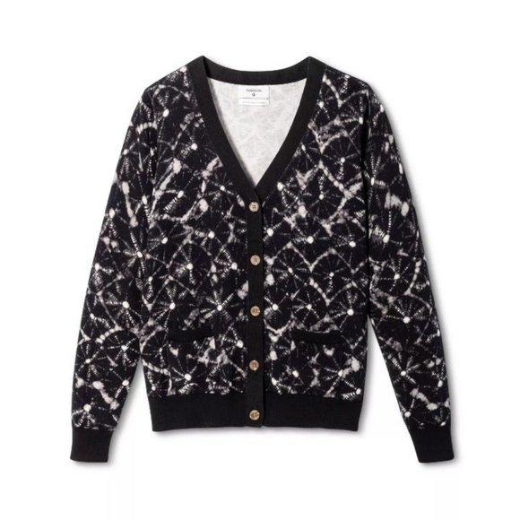 Thakoon Shibori Print Long Sleeve V-Neck Cardigan - Picture 1 of 5